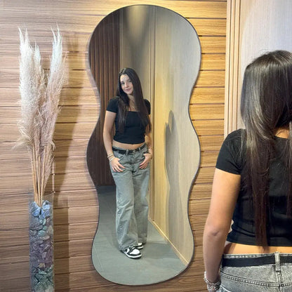Miroir Mural Pleine Longueur Ondas II - Design Courbé Moderne (160x55cm)