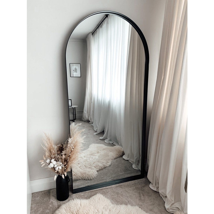 Arcus - Specchio a Arco Grande in Metallo Nero a Figura Intera 170cm x 80cm
