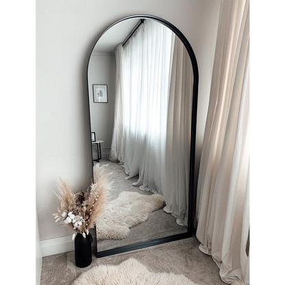 Arcus - Specchio a Arco Grande in Metallo Nero a Figura Intera 170cm x 80cm