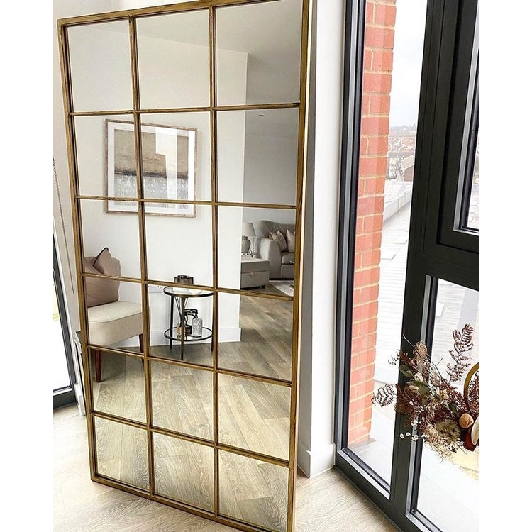 Brooklyn - Specchio Grande in Metallo Oro a Figura Intera 180cm x 90cm