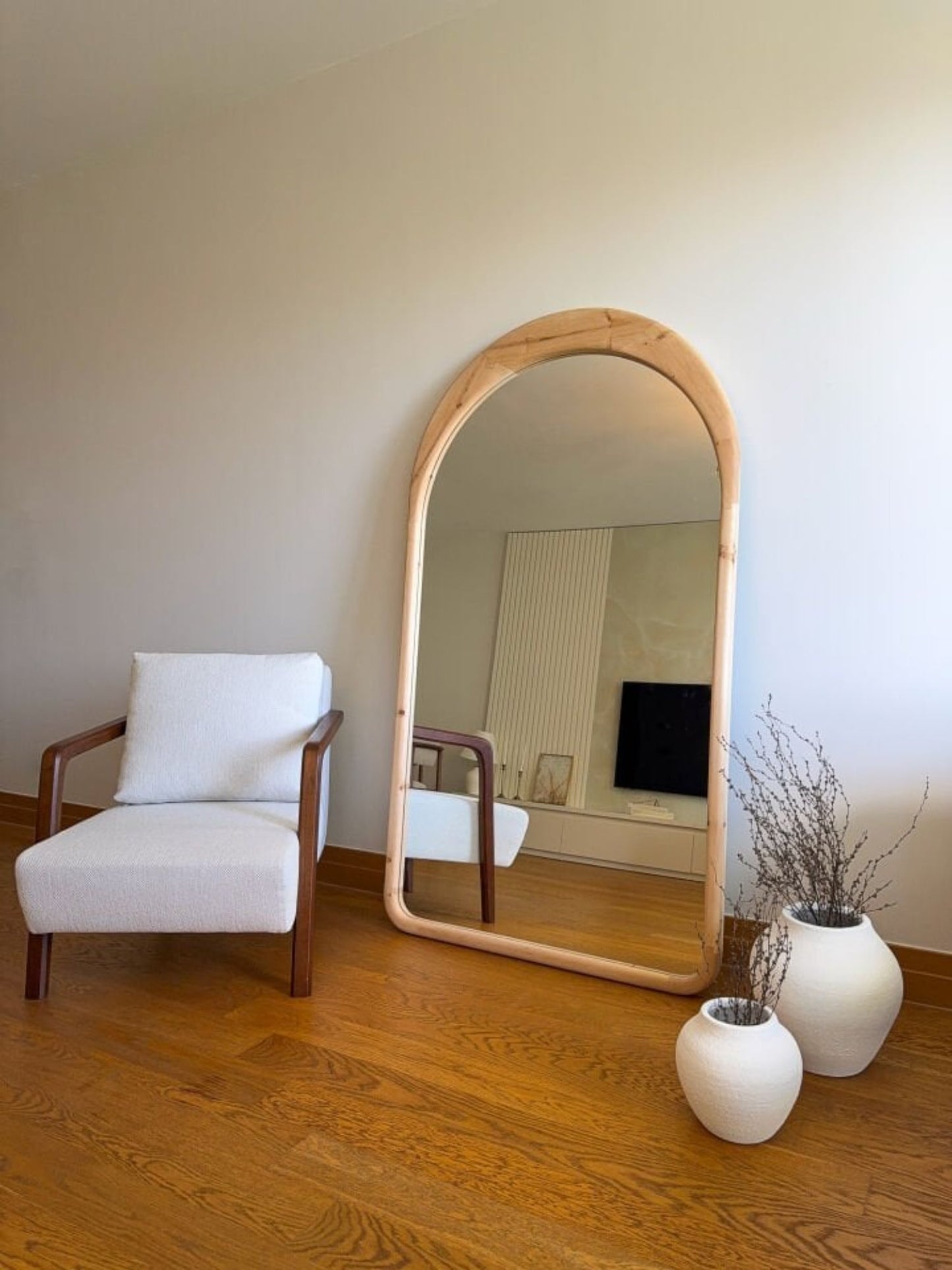 Léa – Specchio Ovale con Cornice in Legno 180x100 cm