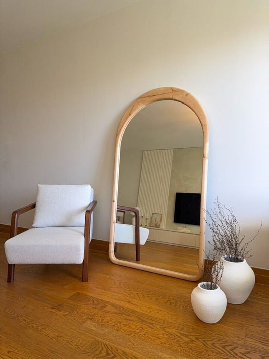 Léa – Specchio Ovale con Cornice in Legno 180x100 cm
