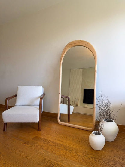 Lina – Specchio Ovale con Cornice in Legno 180x80 cm