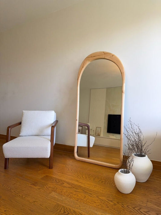 Lina – Specchio Ovale con Cornice in Legno 180x80 cm
