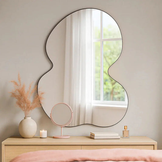 Specchio da Parete a Nuvola Organica Moderna - Design Asimmetrico Senza Cornice (80x60 cm)