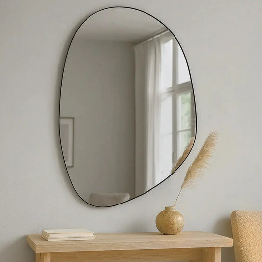 Specchio da Parete Organico 80x60cm - Specchio Moderno Fluido Asimmetrico per Arredo Casa