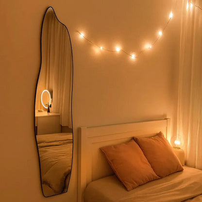 Miroir Mural Pleine Longueur Design Feu Ondulé - Miroir Organique Vertical Moderne 38x160 cm