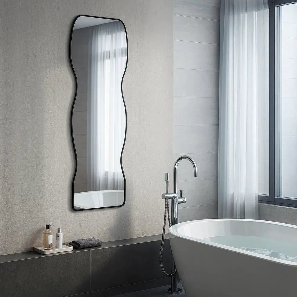 Miroir Mural Modern Wave - Design Artistique Fluide Intégral