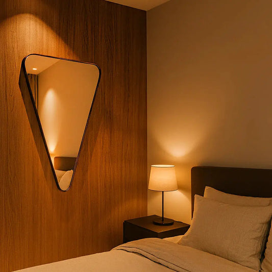 Eleganza Geometrica: Specchio da Parete Triangolare Moderno - 78x62cm