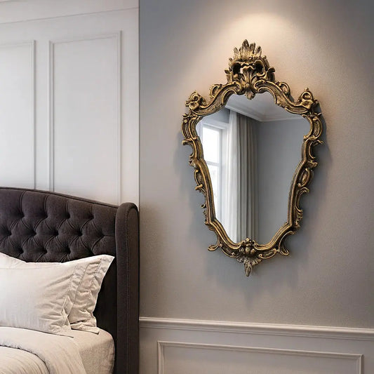 Specchio da Parete Decorato in Oro Vittoriano Classico - Cornice in Resina Premium (40 x 60 cm)