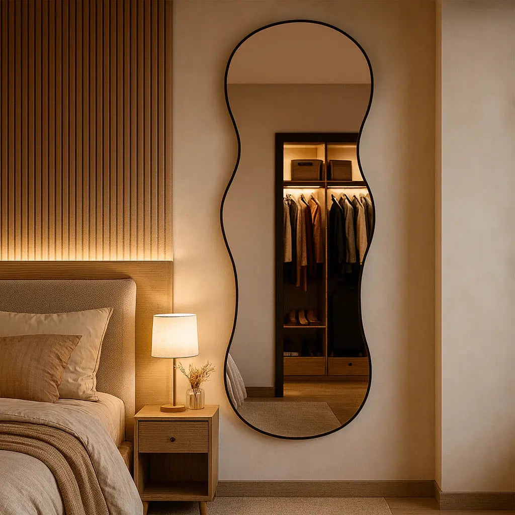 Miroir Mural Pleine Longueur Ondas II - Design Courbé Moderne (160x55cm)