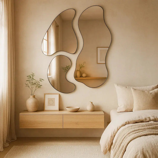 Trio di Specchi Organici a Nuvola - Composizione Parete Moderna (105 x 148 cm)