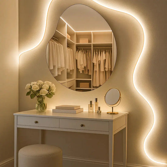 Specchio da Parete Organico Slim Senza Cornice - Decorazione Minimalista Rotonda 60x60cm