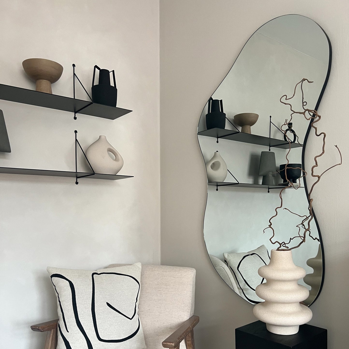 Edge - Specchio Grande a Laghetto Irregolare Senza Cornice 120cm x 70cm