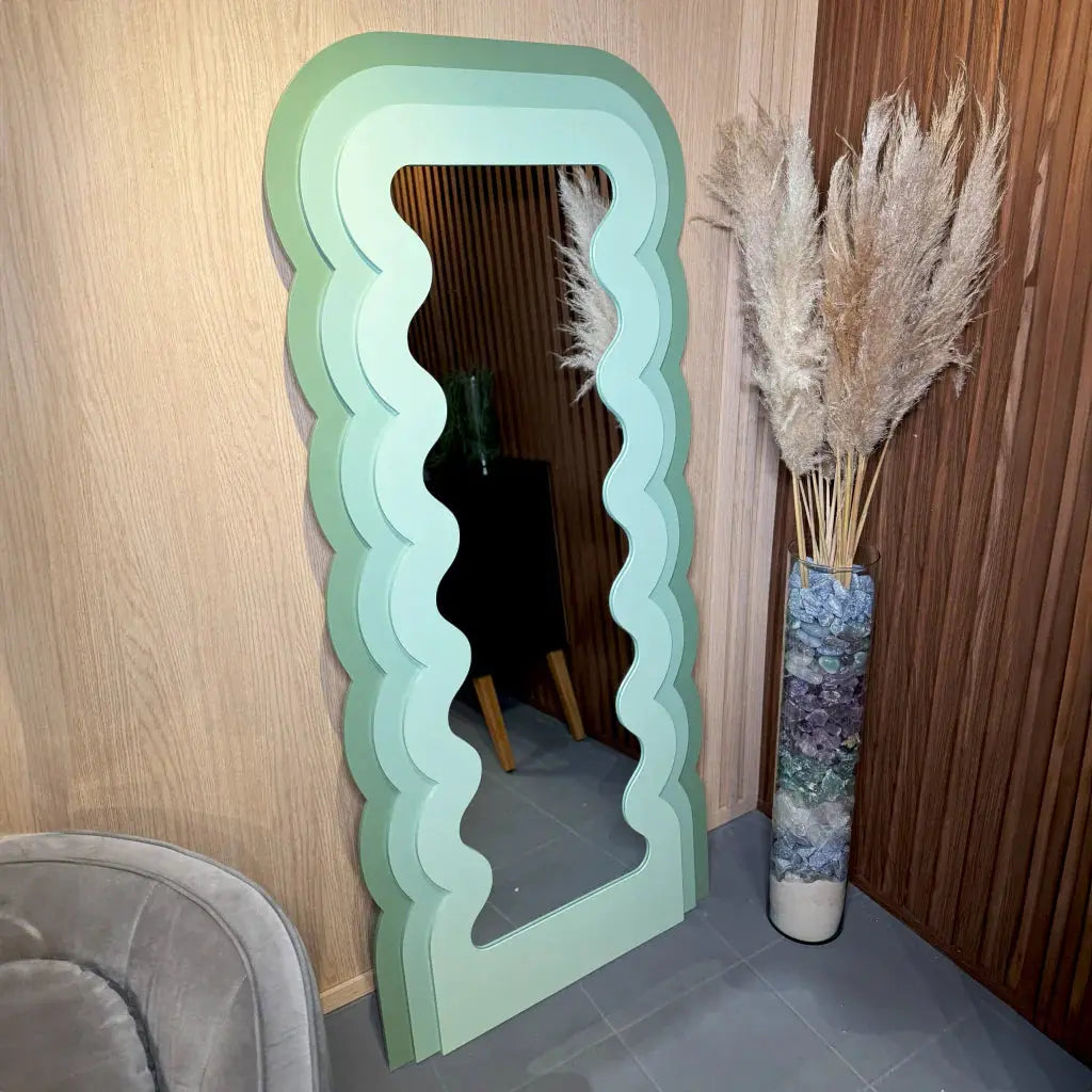 Specchio Decorativo Wavvy Waves Verde Smeraldo Ondulato - 180x80cm