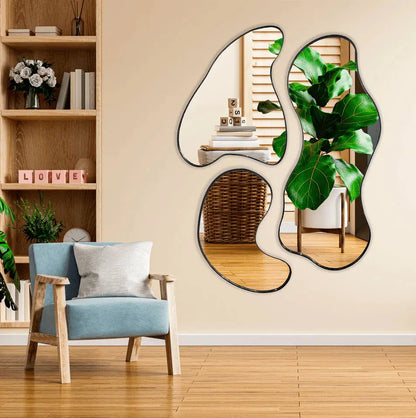 Trio di Specchi Organici a Nuvola - Composizione Parete Moderna (105 x 148 cm)