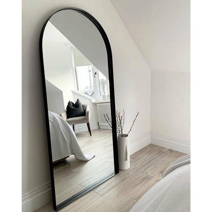 Arcus - Specchio a Arco Grande in Metallo Nero a Figura Intera 170cm x 80cm