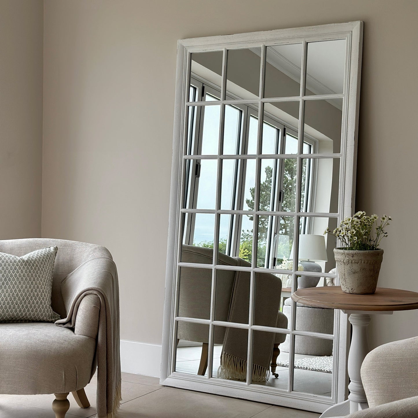 Sasha - Specchio a Finestra Shabby Chic Bianco a Figura Intera 180cm x 100cm