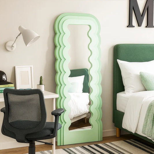 Specchio Decorativo Wavvy Waves Verde Smeraldo Ondulato - 180x80cm