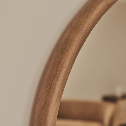 Amora - Specchio da Parete Rotondo Grande in Legno Caldo 100cm x 100cm